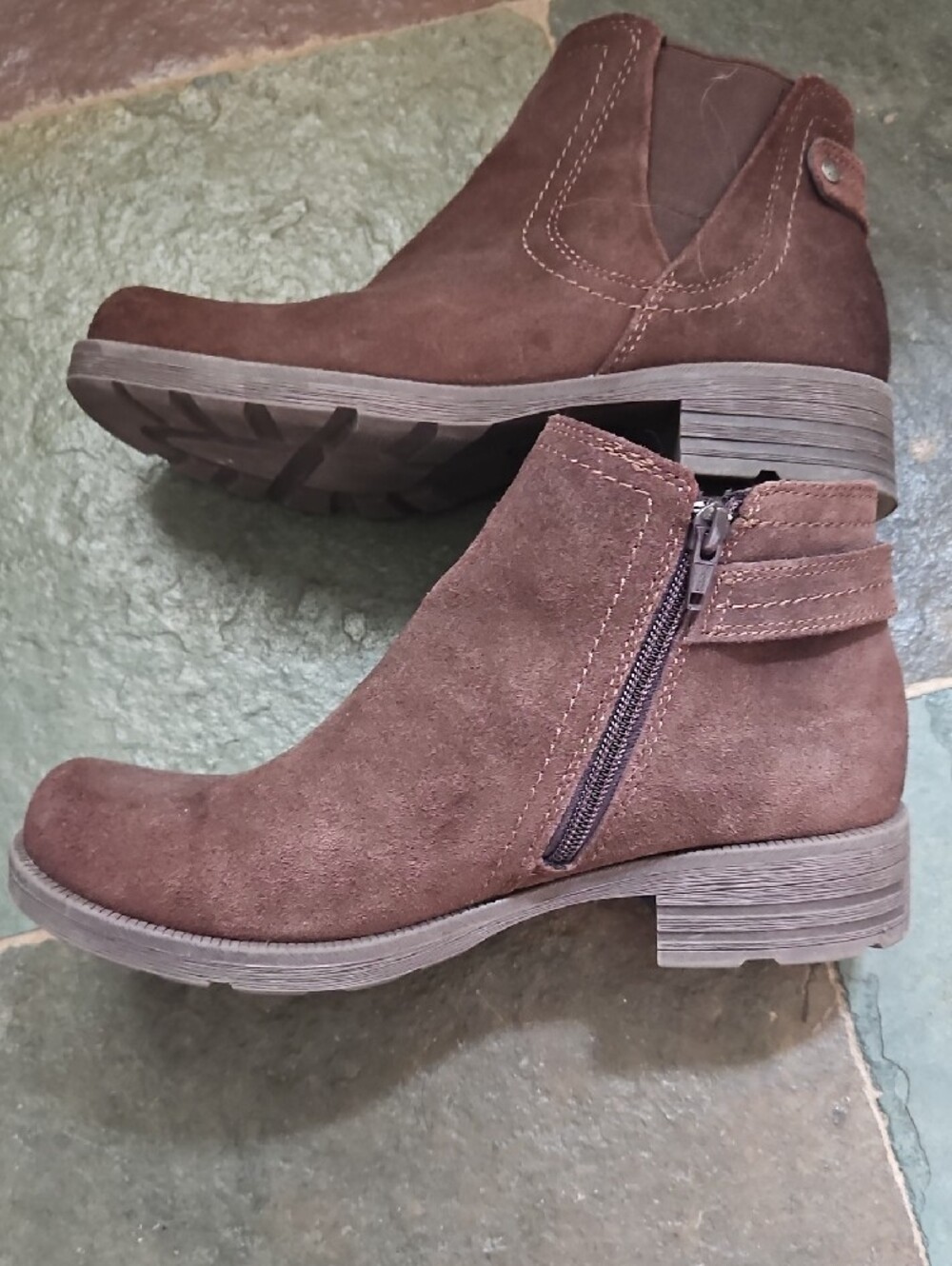 Earth Origins Chocolate Suede Ankle Booties - Picture 3 of 5
